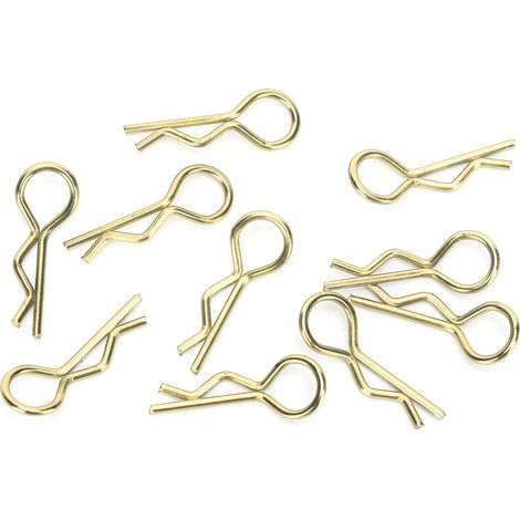 Lot de 10 pinces métalliques en forme R pour carrosserie de voiture RC, clips dorés pour modèles 1/5 1/6 1/8 1/10 (1/5)
