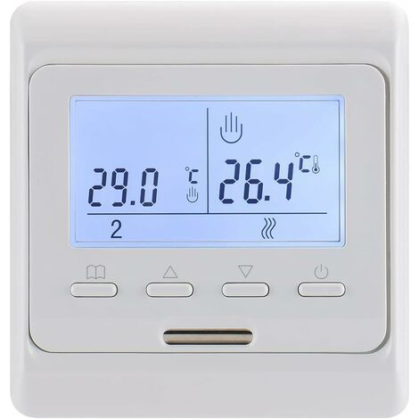 7 Tage programmierbarer Raumthermostat, Digitalanzeige AC230V Max3A, funktioniert für Fußbodenheizung WG806 Weiß