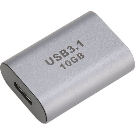 Adaptateur USB 3.1 vers USB-C femelle-femelle 10 Gbit/s Plug and Play pour téléphone et ordinateur portable (1/4)
