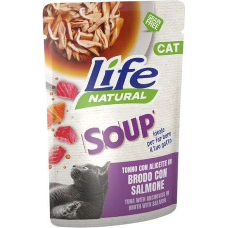 Life Gatto Busta Soup 60gr Tonno con Alicette in Brodo di Salmone