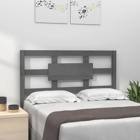 vidaXL Cabecero de cama madera maciza de pino gris 95,5x4x100 cm (1/5)
