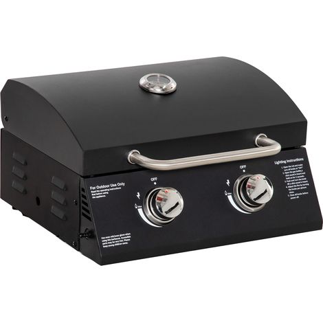 Barbecue gaz de Table transportable Pieds Pliables - 2 brûleurs 5 KW - Barbecue gaz de Camping - Grille de (1/4)