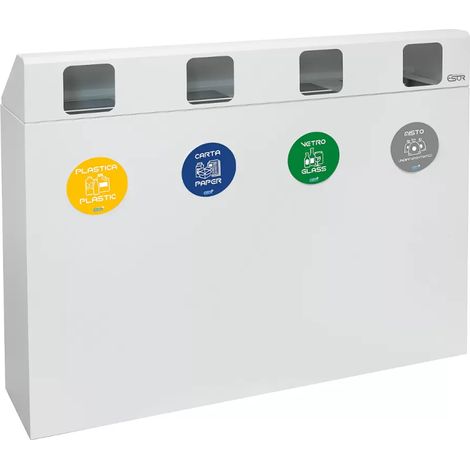 Pattumiera differenziata 4 scomparti bianco con copertura (1/5)