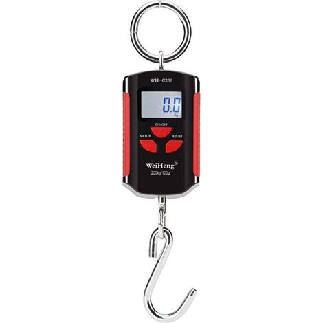Balance de grue électronique portable, balance à bagages, plage de mesure précise 200 kg/100 g crochet en acier inoxydable audacieux, cadre rouge - cadre rouge