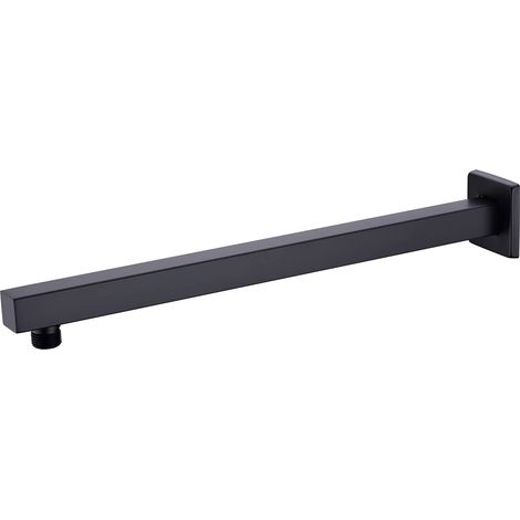 Bras de douche de 40,6 cm, extension de pommeau de douche à effet pluie avec bride et ruban, fabriqué en acier inoxydable épais pour salle de bain (noir mat) (1/5)