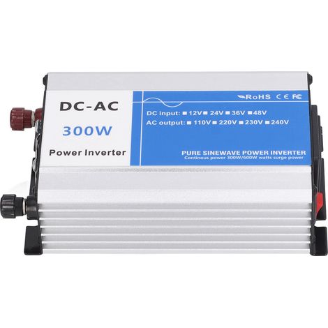 Onduleur à onde sinusoïdale pure 300W crête 600W pour voiture, camping-car, camion, bateau, système solaire, port USB 5V 2.1A, convertisseur AC220V vers DC 48V (1/5)