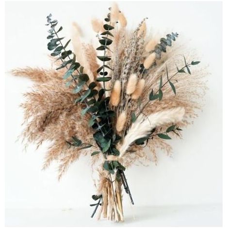Déco pampa verte + lavande + eucalyptus, bouquet séché naturel pour table salle à manger, mariage boho (1/5)