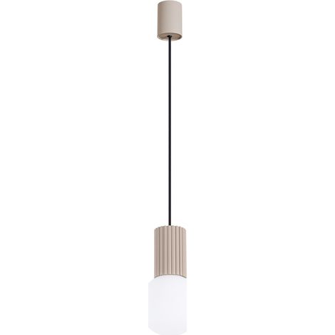 Lampada a sospensione moderna in vetro scanalato color tortora con sfera bianca per soggiorno sala da pranzo sopra il tavolo 1xG9 8W HALO Sollux Lighting (1/5)