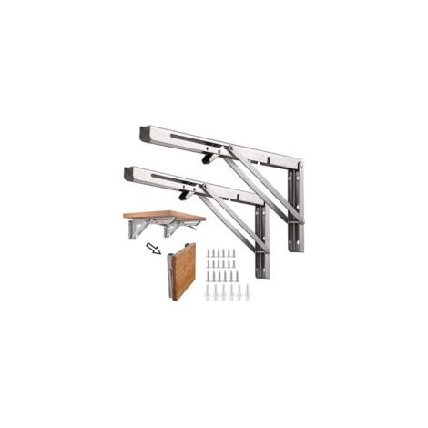 Staffe pieghevoli per mensole, staffe pieghevoli a parete in acciaio inox da 300 mm (12"), confezione da 6, supporti pieghevoli retrattili per console, resistenti, per banco da lavoro da garage, caric