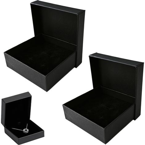 Boîte Cadeau - Lot de 2 - Carton Noir - Avec Mousse - Pour Bijoux et Artisans - 9x9x3 cm (1/5)