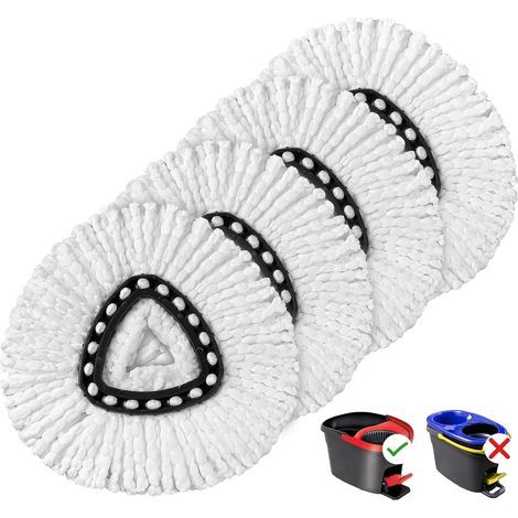Compatible with O-Cedar EasyWring replacement heads (pack of 4) - Washable mop refills - Easy to clean (1/5)