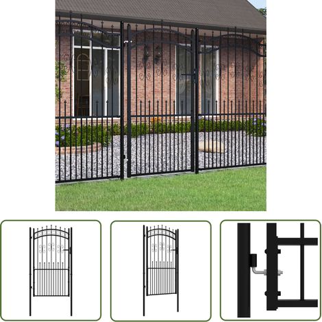 The Living Store Zauntor mit Speerspitzen Schwarz 103x225 cm Stahl - Gartentor - Stahltür - Zaun - Einfahrtstor - Sicherheitszaun (1/5)