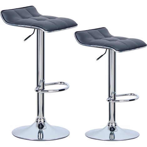 WOLTU 2X Barhocker 2er Set Barstuhl Tresenhocker, aus hochwertigem Kunstleder, verchromter Stahl, Antirutschgummi,gut gepolsterte Sitzfläche, Grau