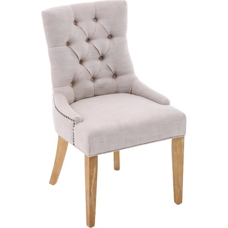 CAIziFauteuil de salle à manger en tissu avec pieds KD et clous décoratifs – chaise rembourrée à monter, design moderne, lot de 2 (1/5)
