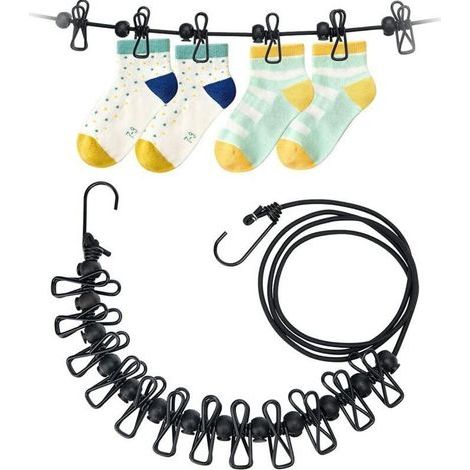 Étendoir à linge portable et rétractable pour l'extérieur – Idéal pour le camping, les balcons ou les jardins – 10 m, acier inoxydable, réglable (1/5)