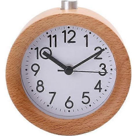 Réveil de voyage analogique en bois, silencieux, avec fonction snooze, aiguilles remontantes, alarme sonore et lumineuse. (1/5)