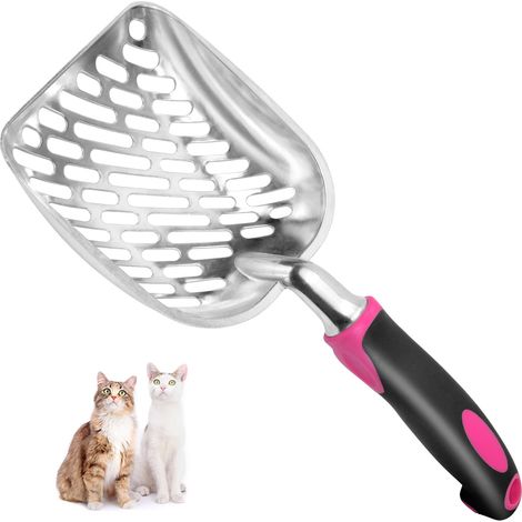 Pelle pour litière pour chats - Pelle en métal pour litière pour chats - Pelle avec manche long, Pelle à litière pour chats - Pelle à déchets - Pelle à grille, adaptée pour bac à litière (1/5)