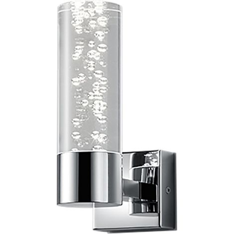 Aplique de Pared Led Bolsa Cilindro Cromado Pantalla Burbuja Efecto IP44 Trio Iluminación (1/3)