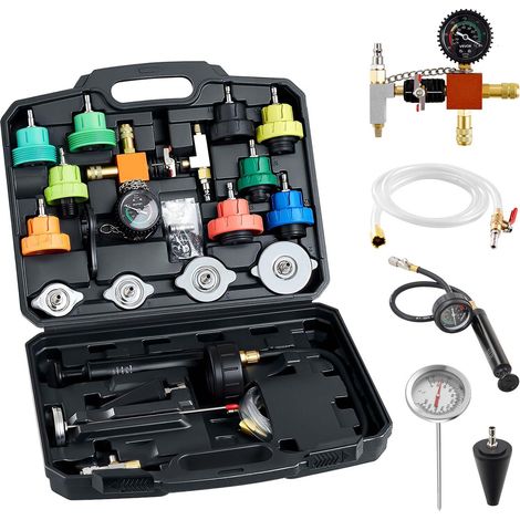 Détection rapide des fuites, kit testeur de pression du refroidissement auto avec recharge sous vide et manomètre (1/5)