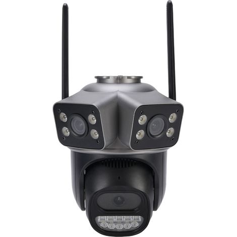 Caméra de sécurité extérieure 2 MP, 3 objectifs, WiFi sans fil, détection de mouvement, résistante à la pluie, télécommande, HD, pour la maison et le bureau (prise UE). (1/5)