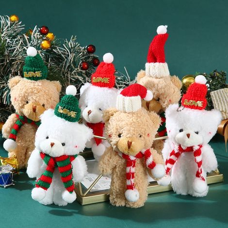 Ours En Peluche - 13 cm - Décoration Arbre De Noël - Jouet Enfant - Accessoire Fête - Lot De 6 (1/5)
