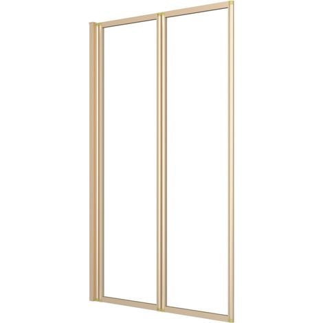 Marwell Parete pieghevole per vasca da bagno double oro, 120 x 70 cm, per vasca da bagno con vetro di sicurezza monolastra da 4 mm, due pareti pieghevoli orientabili, telaio in alluminio di alta (1/5)