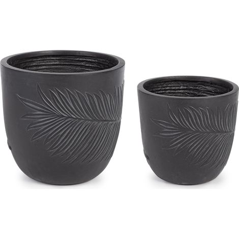 Set di 2 basi "Palm To" da esterno per balcone rotondi in fibra d'argilla -Nero