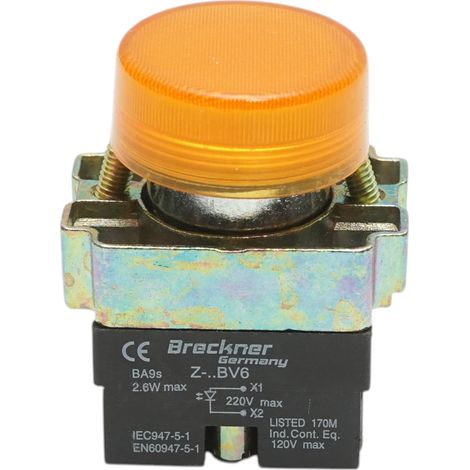 Pulsante indicatore LED giallo 220V LAY5 Breckner Germany (1/5)