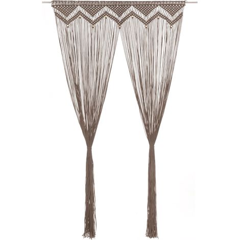 Cortina de macramé algodón gris taupé 140x240 cm vidaXL (1/5)