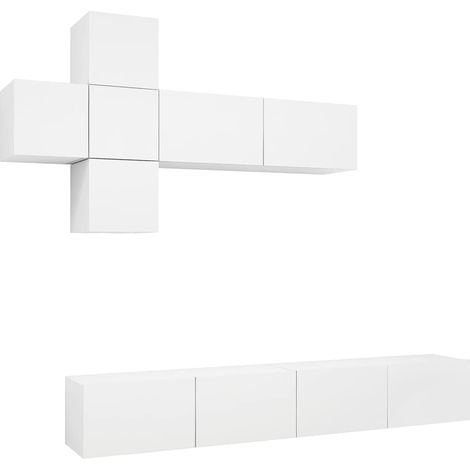 Maison Exclusive - 7-tlg. TV-Schrank-Set Weiß Holzwerkstoff