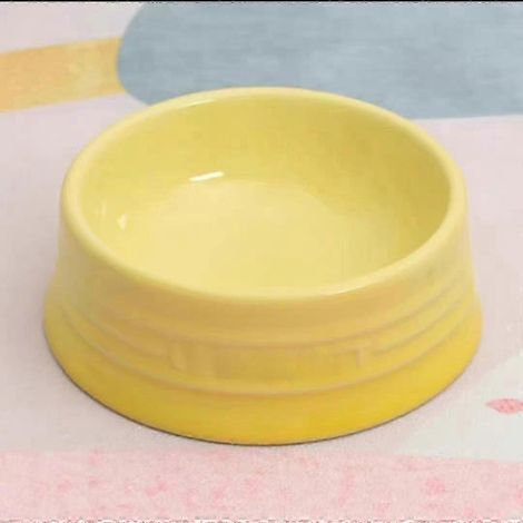 Le Creuset Cool Color Cerc Hundenapf mit Kippschutz und hohem Fuß, inklusive Schutzmatte SH1 Gelbe flache Schüssel 1 (1/2)