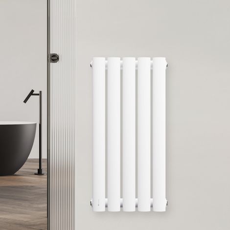 Blumfeldt Radiateur Mural - 230 W Design Mural, Acier Thermolaqué, Simple Couche, Raccordement Central ½", Installation Murale Facile, Pour Salle de Bain, Salon & Bureau, 60x30 cm, Blanc (1/5)