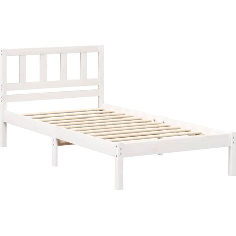 Lit simple,Lit adulte,Cadre de lit Blanc 90 x 200 cm Bois massif en pin CFW4164581 (1/5)