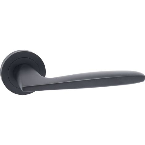 domino Türgriff Drückergarnitur Türklinke für Zimmertür, Bürotür, Kellertür & Innentür Türbeschläge aus Aluminium Schwarz Türdrückergarnitur MIA-R BLACK (1/5)