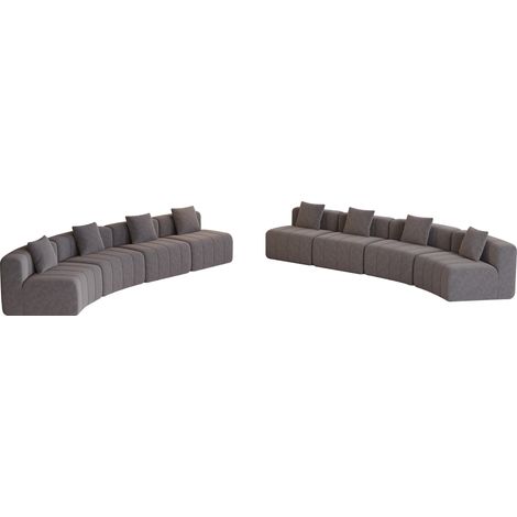Gebogenes modulares Sofa aus Chenille in Grau mit 2 Kissen, 388 x 83,8 x 73,6 cm (1/5)