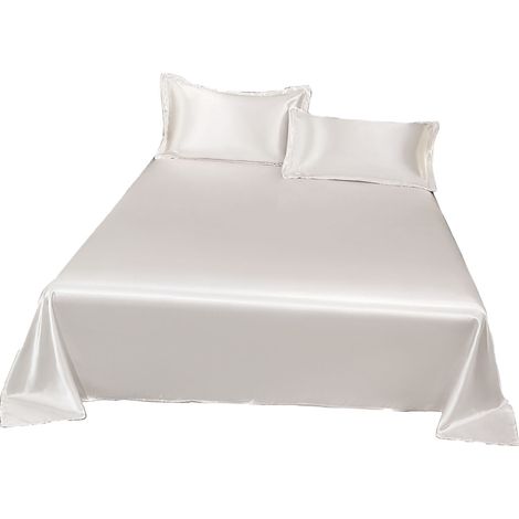 1 Ensemble de draps en satin, poche profonde 45cm, toucher soyeux, taille Queen, pour chambre à coucher (1/5)