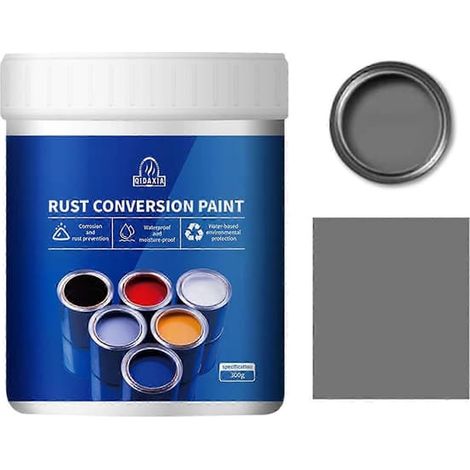 BelleRise - Peinture antirouille résistante aux intempéries pour métaux, peinture antirouille industrielle à base d'eau, grise, 500 g (1/5)
