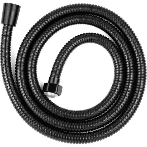 Flexible de douche universel 2m flexible de douche inox anti-torsion et anti-corrosion G1/2 noir (1/5)