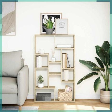 Bibliothèque - 858158 - chêne sonoma - 9 compartiments - 72 x 20 x 120,5 cm (1/5)