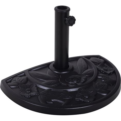 Pied de parasol demi-lune Ø3,8 et Ø4,8 mm en résine avec manivelle, 50 x 31 x 32 cm, noir (1/5)