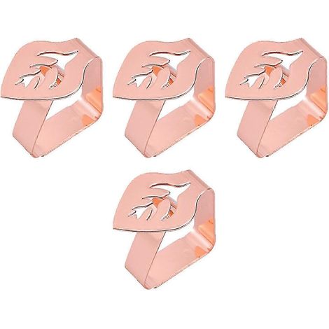 Lot de 4 pinces à nappe robustes pour table de pique-nique, idéales pour la cuisine et la salle à manger.-leaf rose gold (1/5)