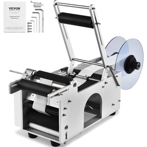VEVOR Etichettatrice Semiautomatica per Bottiglia Rotonda, 20-50Pezzi/min, Applicatore di Etichette, Etichettatrice Regolabile Adatta per Bottiglie Larghezza Etichetta tra 13-150mm Lunghezza 25-300mm (1/4)