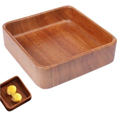 Bol en bois - plateau - bol à apéritif - assiette en bois - couleur bois naturel - Bol carré en bois - décoration de table - plateau en bois massif pour fruits secs, fruits et en-cas, décoration de cu (1/5)
