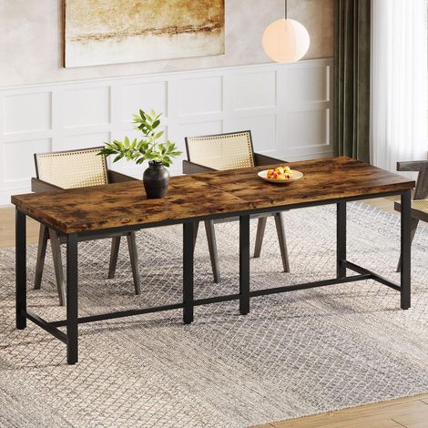 Esstisch 200cm für 6-8 Personen, rechteckiger Küchentisch im Industrial Design, rustikales Braun (1/5)