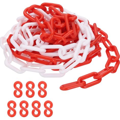 Chaîne en plastique rouge/blanc 16 pieds 8mm Chaîne de sécurité (1/5)