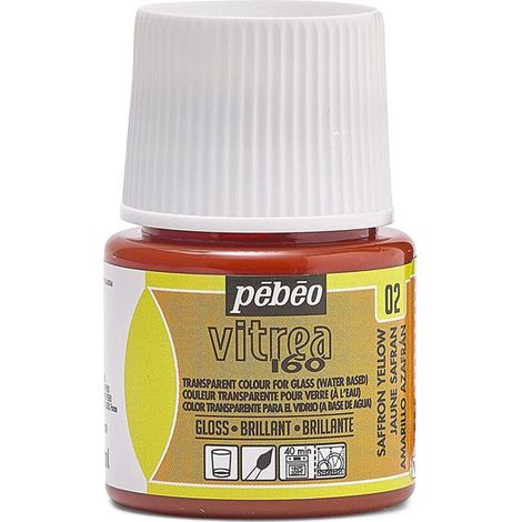 Peinture pour verre - Pébéo - Vitrea 160 - Jaune safran N°02 - 45ml - Brillant (1/3)