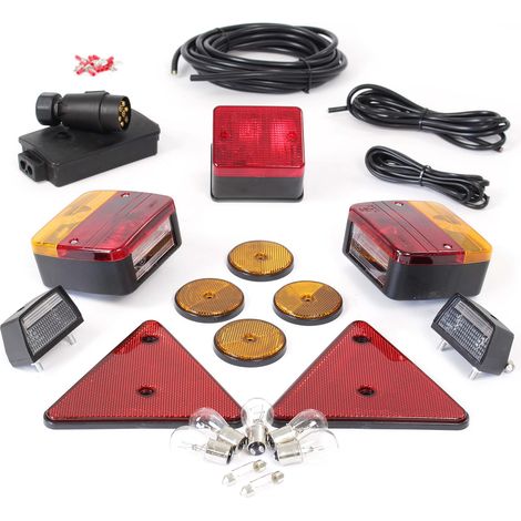 Wiltec Anhängerbeleuchtung Set mit 7-poligem Stecker, Leuchten, Reflektoren und Kabel für Anhänger, Anhängerleuchte mit verschiedenen Funktionen (1/5)