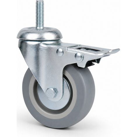 Roue Pivotante PVC Freinée pour Chariot Filetage M10 4 Pouces (1/5)