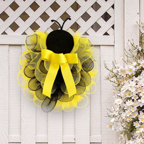 Guirlande Artificielle - Couronne de Tournesol avec Abeille - Décoration Murale Intérieure Extérieure - Diamètre 36 cm - 1 Pièce (1/5)