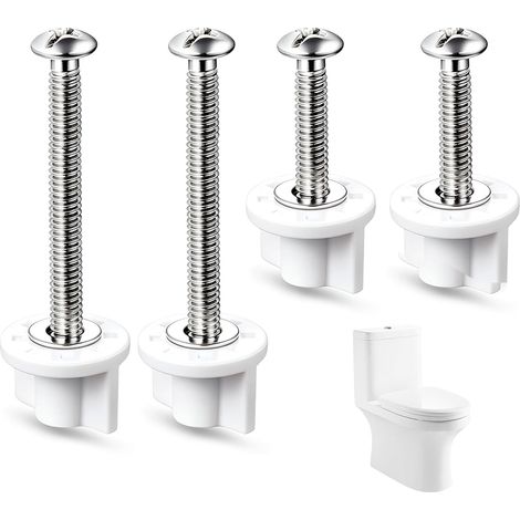 Kit de Fixation pour Abattant WC, 4 Pièces avec Vis, Écrous et Rondelles, pour Réparation d'Abattant, Dimensions 80 mm et 45 mm (1/5)